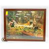 Image 1 : 20.5" X 26" PICNIC BY THE LAKE FRAMED PICTURE