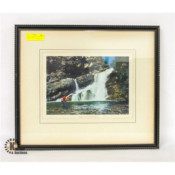 VINTAGE FRAMED LITHOGRAPH PRINT "CAMERON FALLS