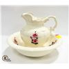 Image 1 : ARNELS CERAMIC ROSE WASH BASIN & PITCHER