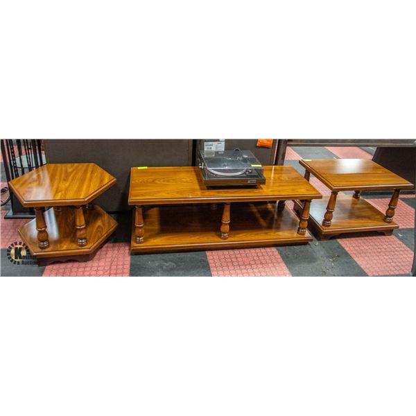 3PC WOODEN COFFEE & END TABLE SET