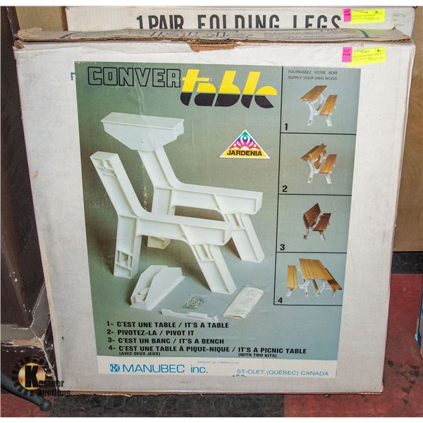 VINTAGE CONVERTABLE- BENCH TABLE KIT- NEW IN BOX