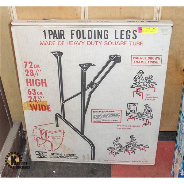 SET OF 2 HEAVY DUTY METAL FOLDING LEGS- NEW IN BOX