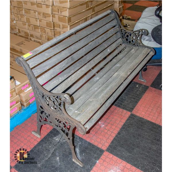 VINTAGE CAST IRON BENCH 29.5 H X 49.5 W X 24 D