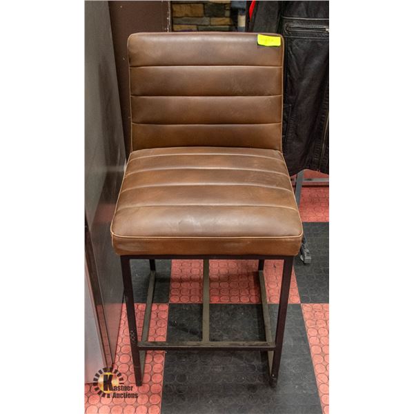 BROWN LEATHER BAR STOOL