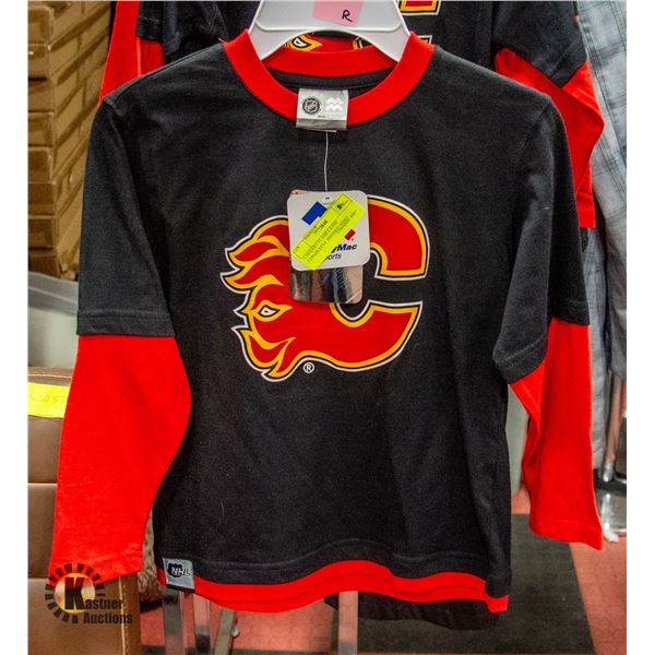 CALGARY FLAMES KIDS LONGSLEEVE HOODED SHIRT