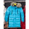 BLUE WINTER HOODED JACKET WITH FAUX FUR -