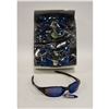 12 PAIRS OF BLACK WITH ROYAL BLUE SUNGLASSES