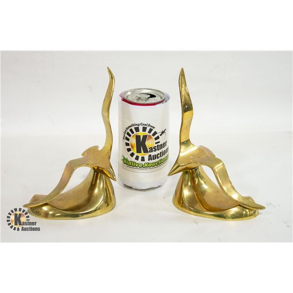 2 BRASS BIRD PAPERWIGHTS