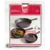Image 1 : 3 PRE SEASONED CAST IRON PANS (NEW IN BOX)