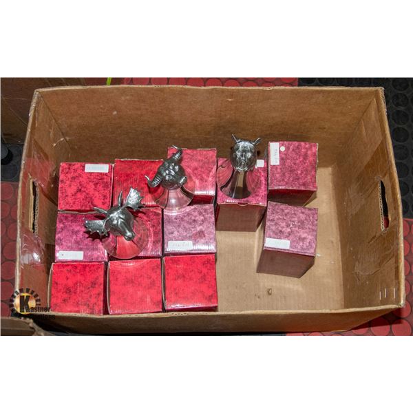 BOX OF NEW PEWTER DECOR