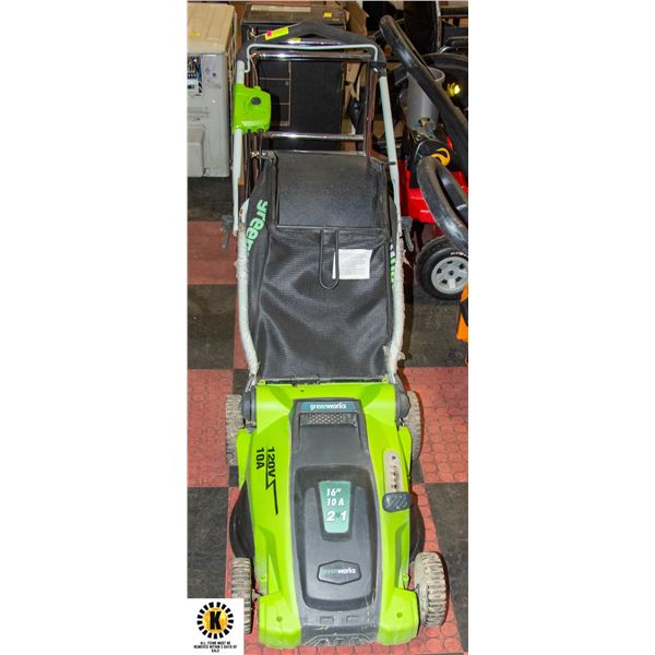 GREENWORKS 2 IN 1 16" ELECTRIC LAWNMOWER MOD#25142