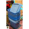 Image 1 : 8 RUBBERMAID TOTES W/ 4 LIDS- ASSORTED SIZES