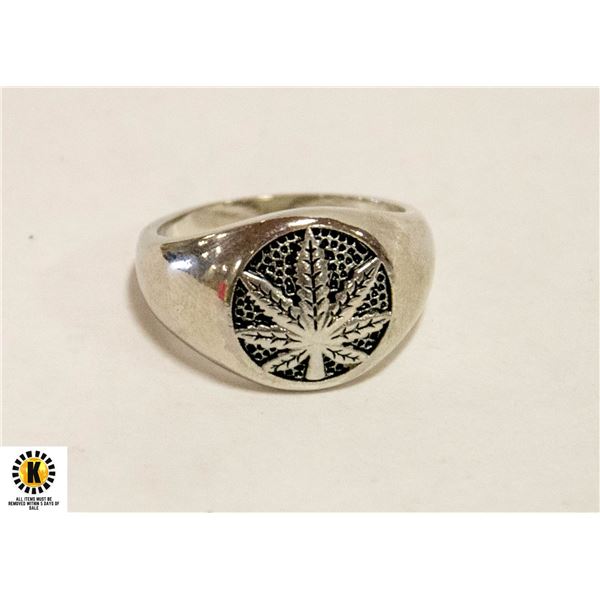 NEW CANNABIS LEAF RING SIZE 10.5 .925 IN