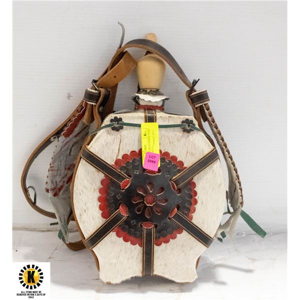 VINTAGE HUNGARIAN HORSE HAIR CANTEEN/FLASK LG.