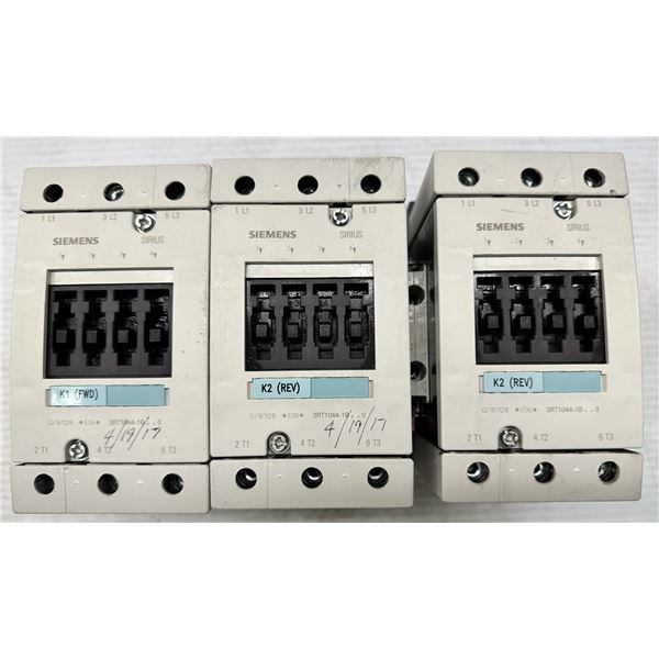 Lot of (3) Siemens #3RT1044-1B..0 Contactors