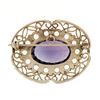 Image 3 : Vintage 14k Gold 13.0 ctw Oval Amethyst Black Enamel Open Work Pendant Pin Brooc