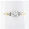 Image 1 : Vintage 14k TT Gold Illusion Prong Round Diamond Three 3 Stone Engagement Ring