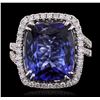 Image 2 : 18KT White Gold GIA Certified 10.65 ctw Tanzanite and Diamond Ring