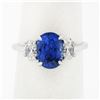 Image 1 : Platinum 3.46 ctw GIA Oval Brilliant Ceylon Blue Sapphire Diamond Engagement Rin