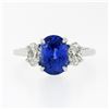 Image 5 : Platinum 3.46 ctw GIA Oval Brilliant Ceylon Blue Sapphire Diamond Engagement Rin