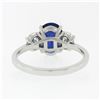 Image 7 : Platinum 3.46 ctw GIA Oval Brilliant Ceylon Blue Sapphire Diamond Engagement Rin