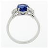 Image 8 : Platinum 3.46 ctw GIA Oval Brilliant Ceylon Blue Sapphire Diamond Engagement Rin
