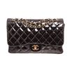 Chanel Jumbo Flap Shoulder Bag Black Patent Leather