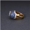 Image 3 : 18k Yellow Gold Trillion Cut Diamond & Sapphire Ring by Carla Rici