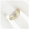 Image 3 : Men's Vintage 14K Gold 0.62 ctw 3 Stone Diamond Domed Polished Wedding Band Ring