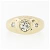 Image 4 : Men's Vintage 14K Gold 0.62 ctw 3 Stone Diamond Domed Polished Wedding Band Ring