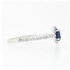 Image 5 : Petite 14K White Gold 1.01 ctw Round Sapphire Solitaire Diamond Halo Promise Rin