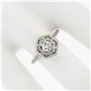 Image 3 : Antique Art Deco 18k White Gold 0.36 ctw Round Diamond Solitaire Open Hexagon Ri