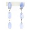Image 1 : Antonini 18K White Gold Chalcedony Bead Round Diamond Long Drop Dangle Earrings