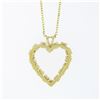 Image 5 : Vintage 14K Yellow Gold Round Cabochon Prong Opal Open Heart Pendant Necklace
