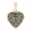 Image 1 : NEW 14k Yellow Gold Engraved Floral Work w/ Black Enamel Heart Locket Pendant