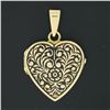 Image 2 : NEW 14k Yellow Gold Engraved Floral Work w/ Black Enamel Heart Locket Pendant