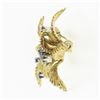 Image 5 : Vintage 18k Yellow Gold 0.50 ctw Sapphire Textured Grooved Swirl Flower Brooch P