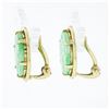 Image 3 : Vintage 14K Gold Carved Jade Large Round Multi Prong Set Button Clip On Earrings