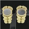 Image 2 : Vintage Kaufmann De Suisse 18K Gold Moonstone Wide Braided Clip On Cuff Earrings