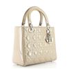 Image 1 : Christian Dior Lady Bag Cannage Quilt Patent Medium Shoulder Bag Beige Patent Le