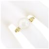 Image 3 : 18k Yellow Gold 10.50mm Cultured Pearl Solitaire Round Bezel Diamond Beaded Ring
