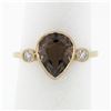 Image 1 : 18K Rose Gold 3.36 ctw Pear Smoky Topaz Solitaire Diamond Accents Open Work Ring