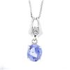 Image 4 : 14K Gold 3.40 ctw GIA No Heat Sapphire & Octagonal Diamond Drop Pendant Necklace