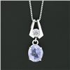 Image 5 : 14K Gold 3.40 ctw GIA No Heat Sapphire & Octagonal Diamond Drop Pendant Necklace