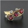 Image 2 : Antique Victorian 14k Yellow Gold 2.15 ctw Old Cut Garnet & Diamond Milgrain Rin