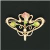 Image 2 : Antique Art Nouveau 14k Gold Seed Pearl Enamel Dual Swan Floral Open Brooch Pin