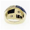 Image 7 : Vintage 18k Gold 1.92 ctw Carved Lapis & Round Diamond 4 Section Dome Bombe Ring