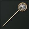 Image 2 : Vintage 14k Gold Round Miniature Hand Painted Portrait w/ Twisted Wire Stick Pin
