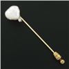 Image 3 : Vintage 14K Yellow Gold Fine Baroque White Pearl W/ Round Diamond Stick Pin