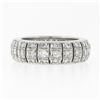 Image 6 : Vintage Platinum 1.30 ctw Diamond Domed Open Work & Milgrain Eternity Band Ring